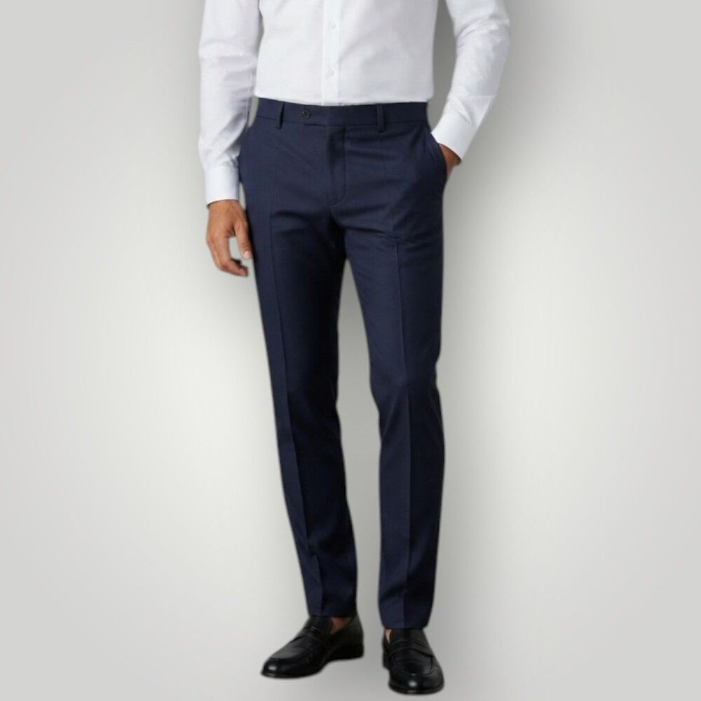 J.HILBURN LORO PIANA Lightweight 150*S Wool BespokeDress Pants 42x30 Bright Navy
